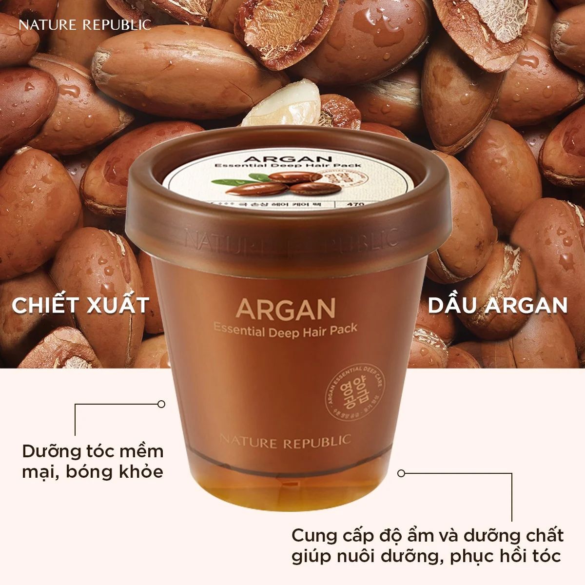 Mặt Nạ Dưỡng Tóc Nature Republic Argan Essential Deep Care Hair Pack 200ml