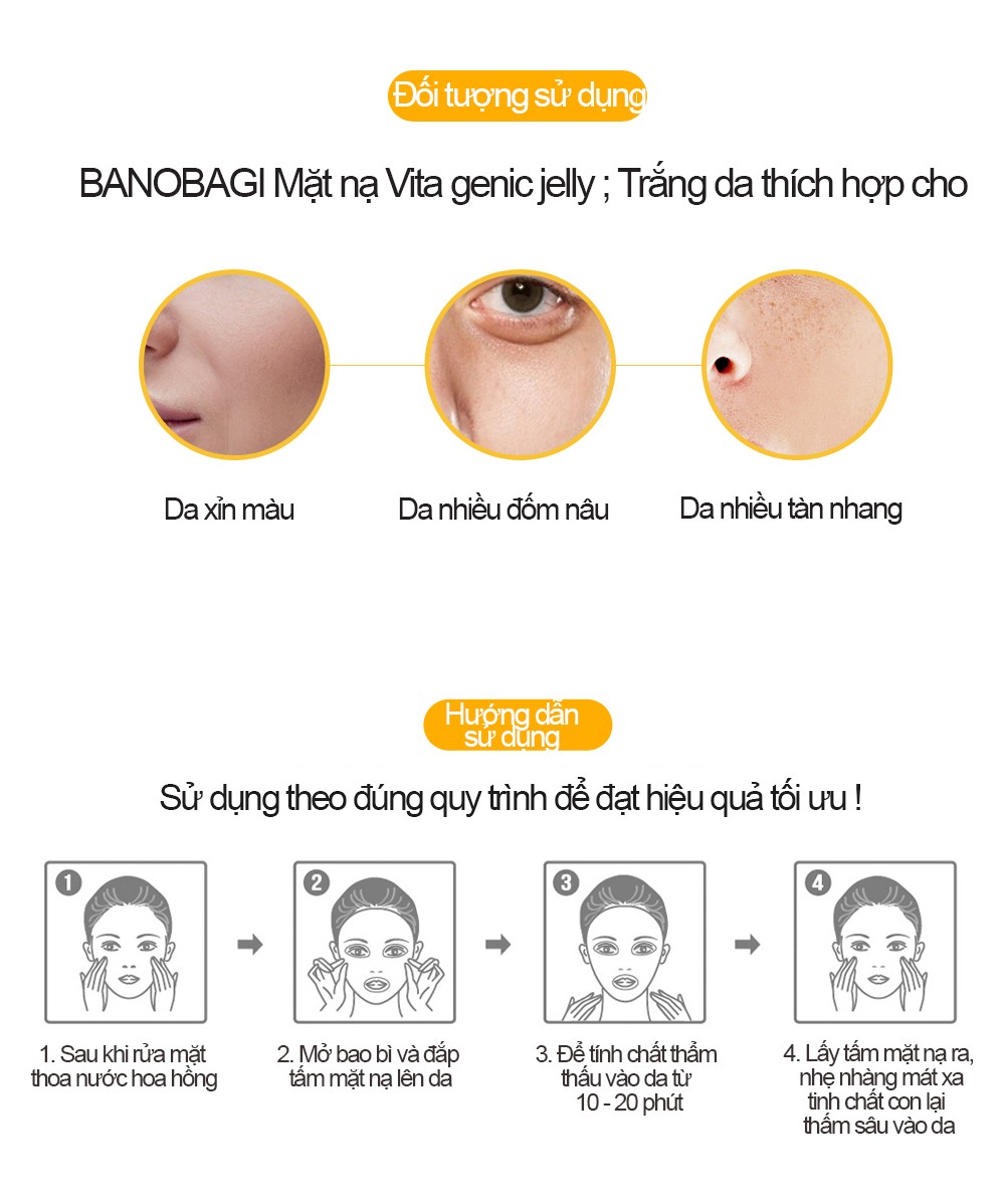 Mặt Nạ Giấy Banobagi Vita Genic Jelly Mask Whitening Vitamin C (Up 50000ppm)
