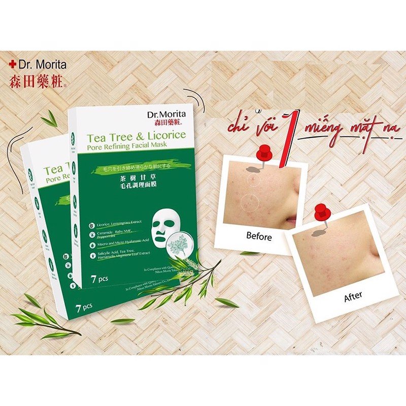Mặt Nạ Giấy Dr.Morita Tea Tree & Licorice Pore Refining Facial Mask