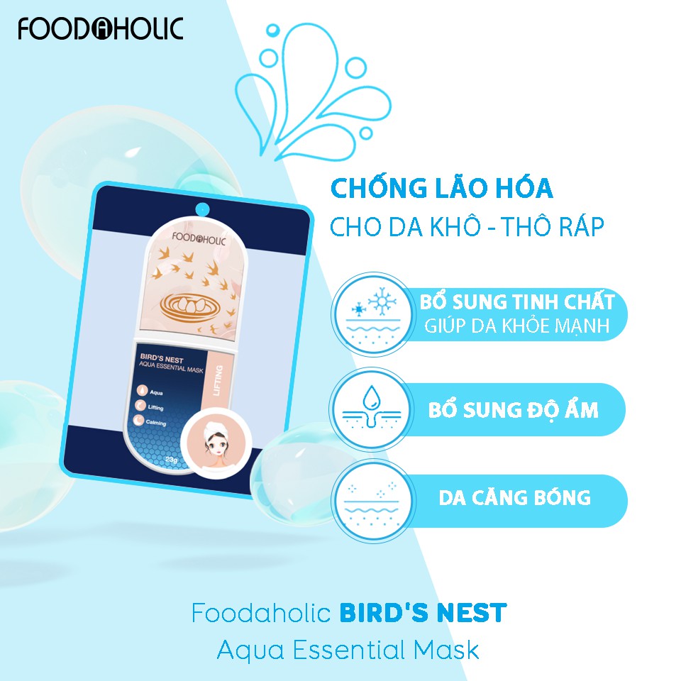 Mặt Nạ Giấy Foodaholic Bird’s Nest Aqua Essential Mask