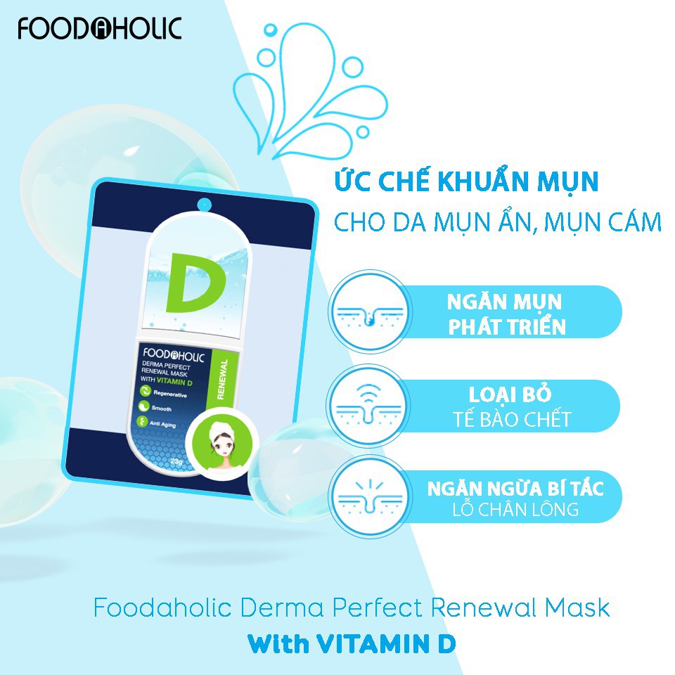 Mặt Nạ Giấy Foodaholic Derma Perfect Renewal Mask With Vitamin D