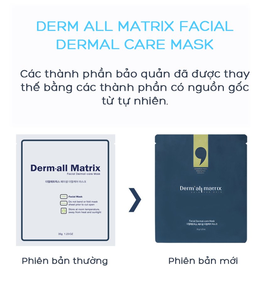 Mặt Nạ Giấy Derm all Matrix Facial Dermal-Care Mask (Version 2021)