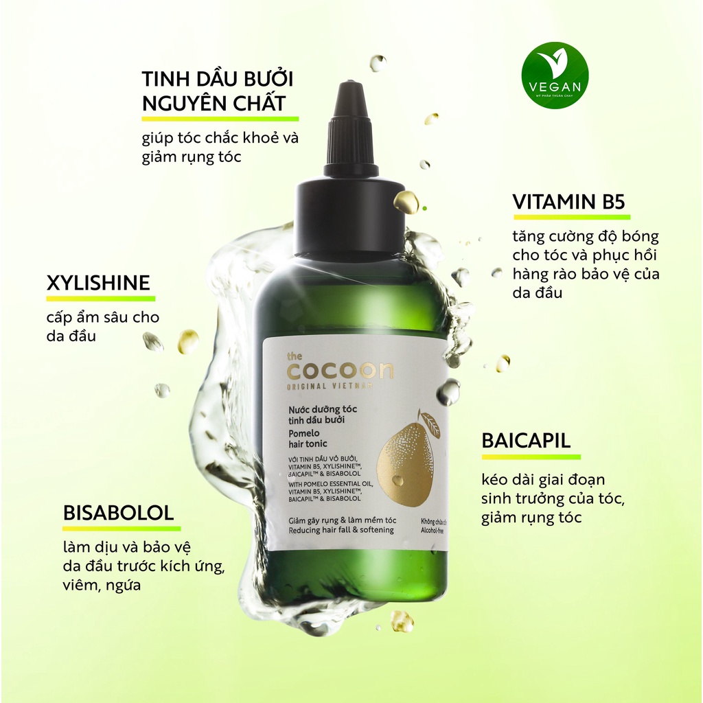 Nước Dưỡng Tóc Tinh Dầu Bưởi Cocoon Pomelo Hair Tonic 140ml [Mẫu Mới]