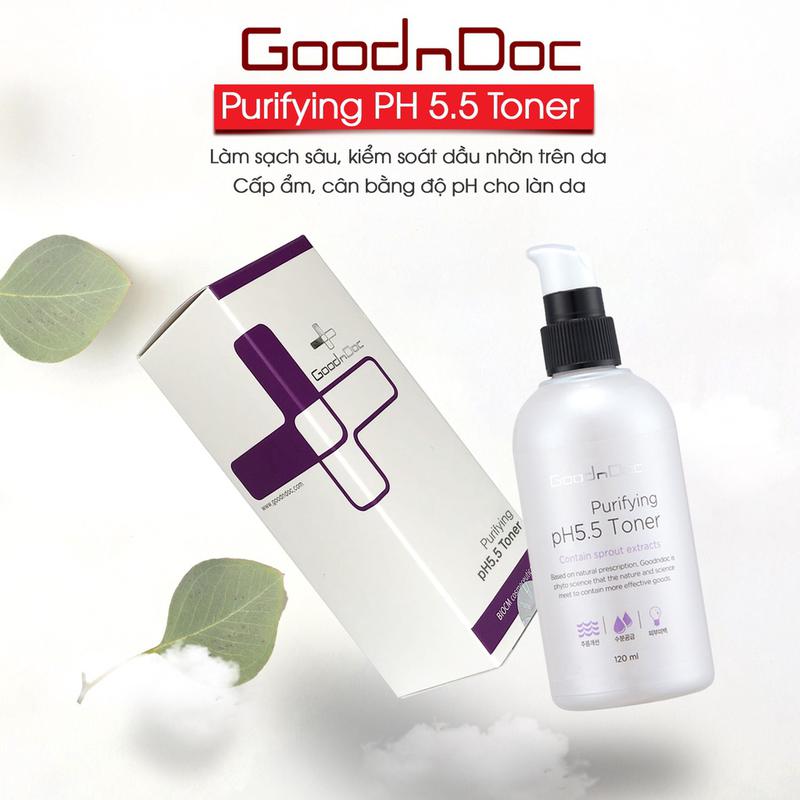 Nước Hoa Hồng GoodnDoc Purifying pH 5.5 Toner 120ml (Tím)