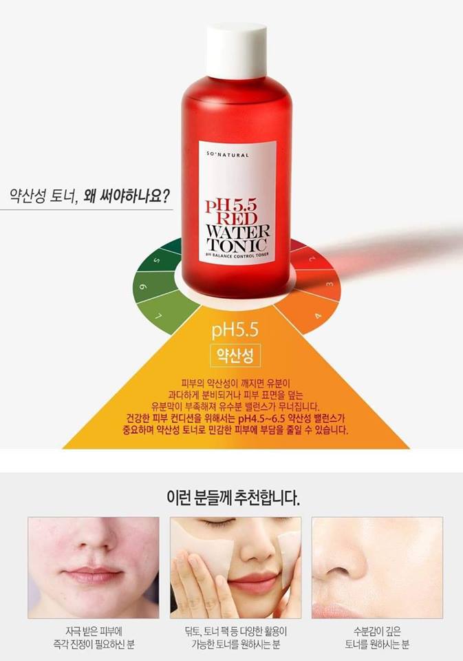 Nước Hoa Hồng So Natural Red Water Toner pH 5.5 250ml