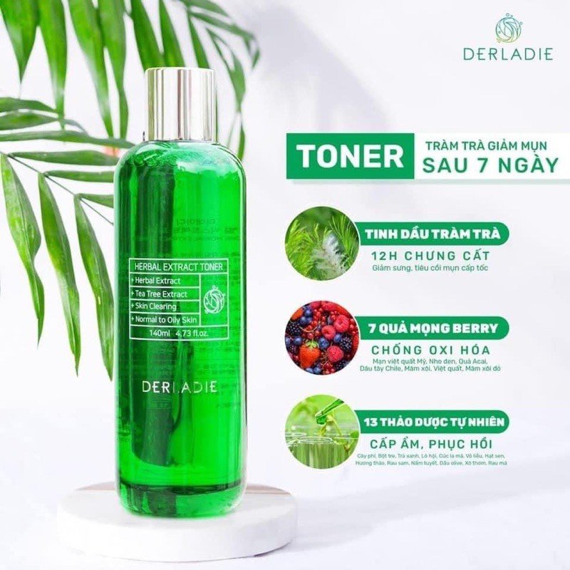 Nước Hoa Hồng Tràm Trà Derladie Herbal Extract Toner 140ml