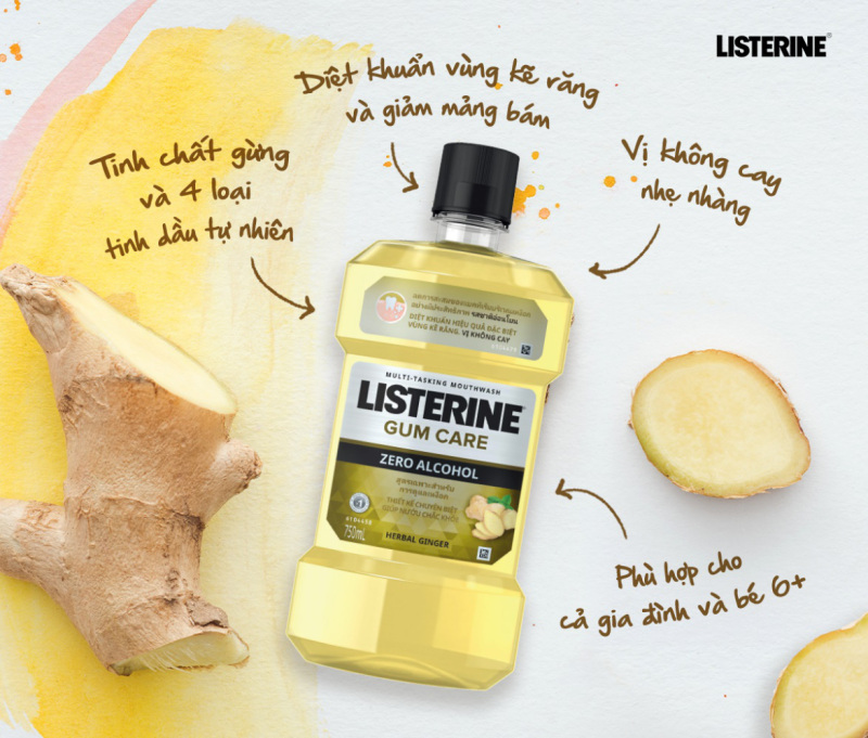 Nước Súc Miệng Listerine Gum Care Zero Alcohol