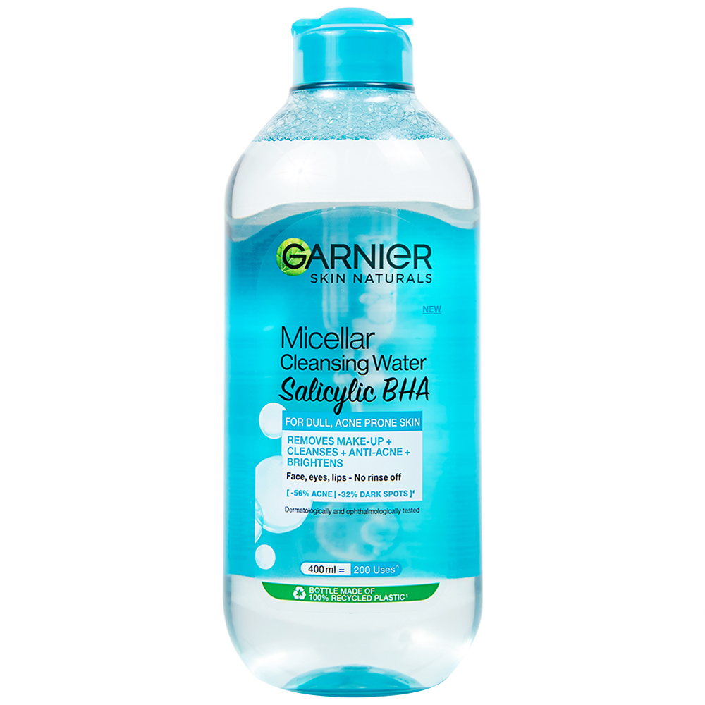 Nước Tẩy Trang Garnier Cho Da Dầu Và Mụn Micellar Cleansing Water Salicylic BHA 400ml (Nhập Khẩu)