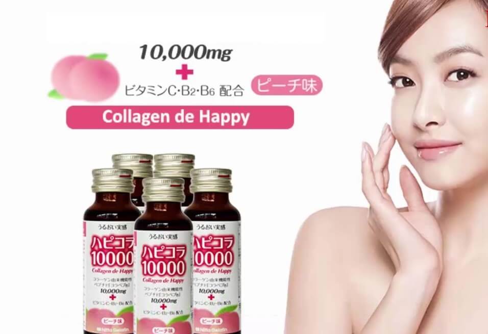 Nước Uống Collagen Nitta Gelatin Collagen De Happy 10.000mg (10 lọ)