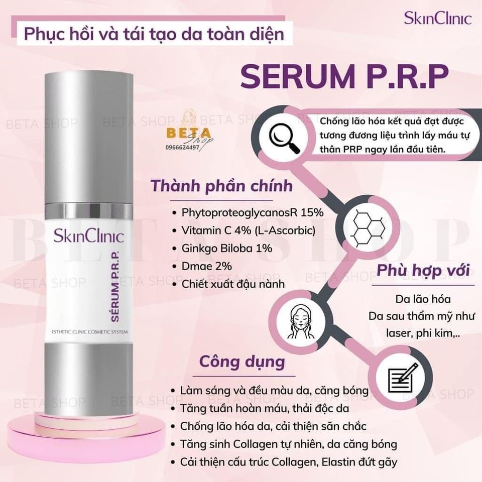 Tinh Chất Tế Bào Gốc Tái TạoTrẻ Hóa Da Skinclinic P.R.P 30ml