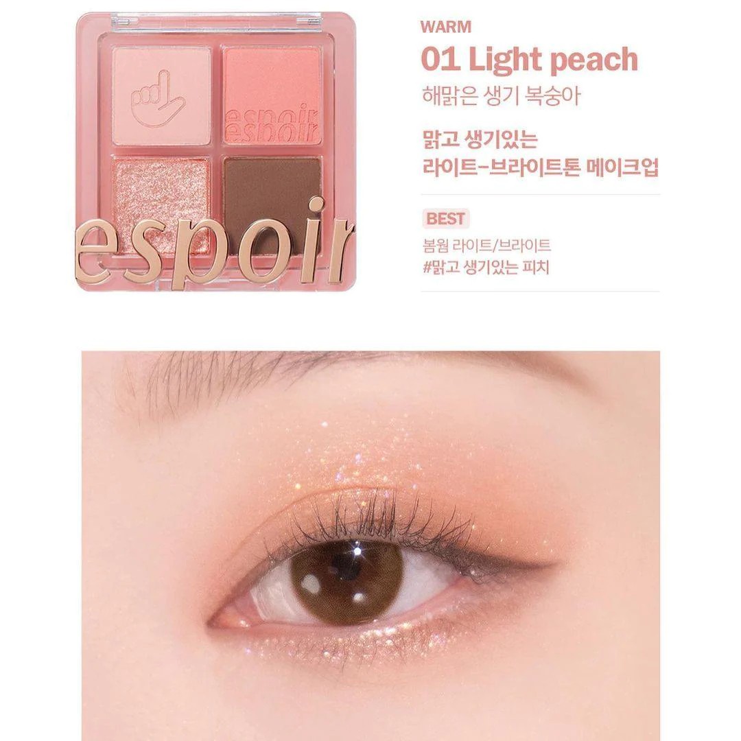 Phấn Mắt 4 Ô Espoir Real Eye Handy Palette - Light Peach