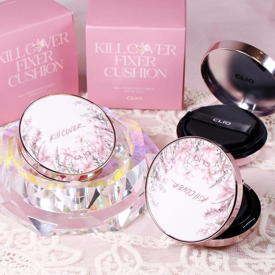 Phấn Nước 2 Lõi Kiềm Dầu Lâu Trôi Clio Kill Cover Fixer Cushion SPF50+ (Phiên Bản Floral Tea Garden)