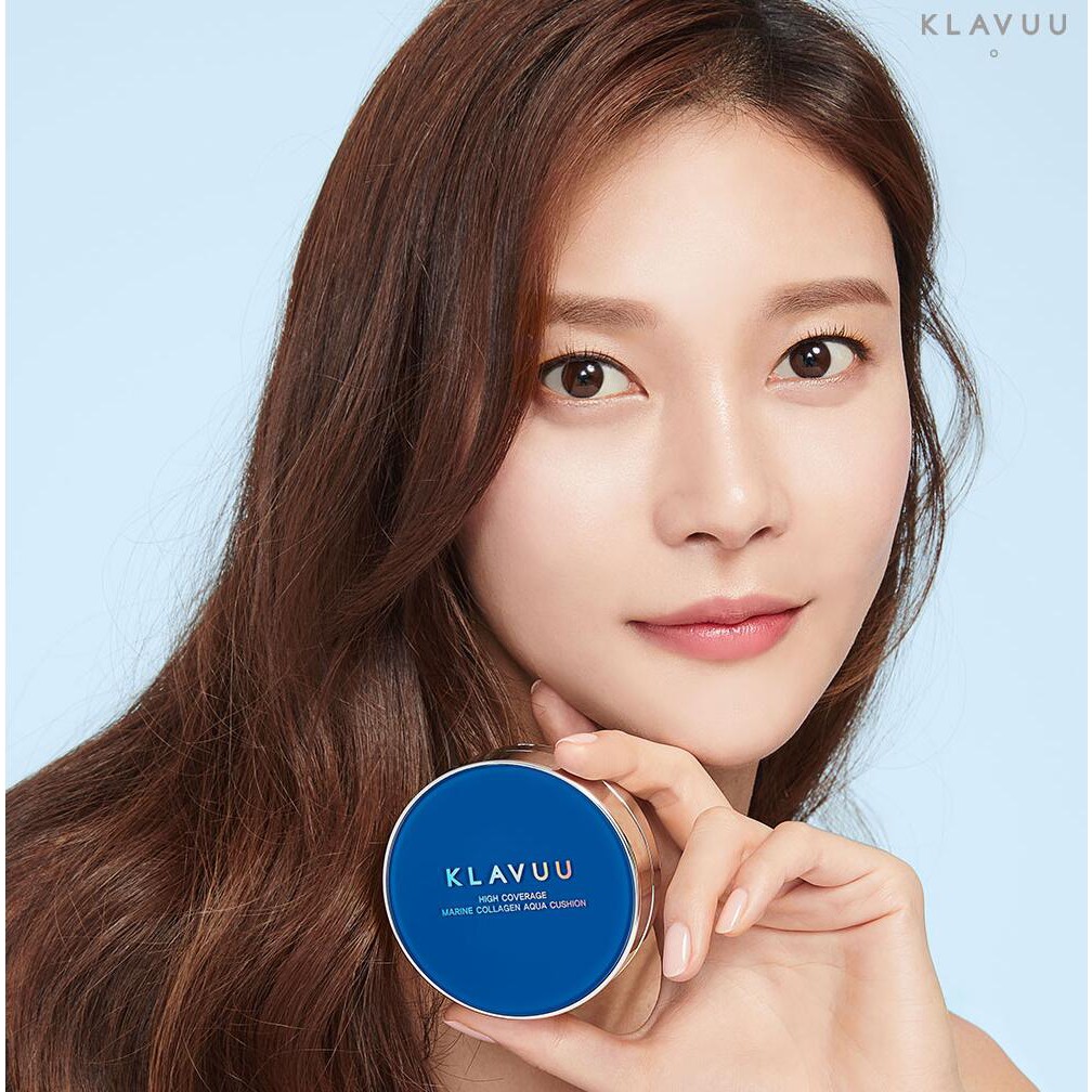 Phấn Nước Klavuu Blue Pearlsation High Coverage Marine Collagen Aqua