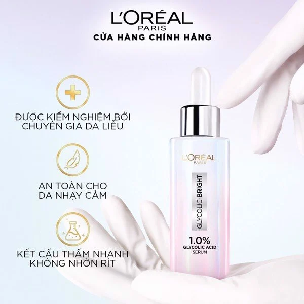 Serum Dưỡng Sáng Và Mờ Thâm Nám L'Oréal Glycolic-Bright Instant Glowing Serum 1.0% Glycolic Acid 30ml
