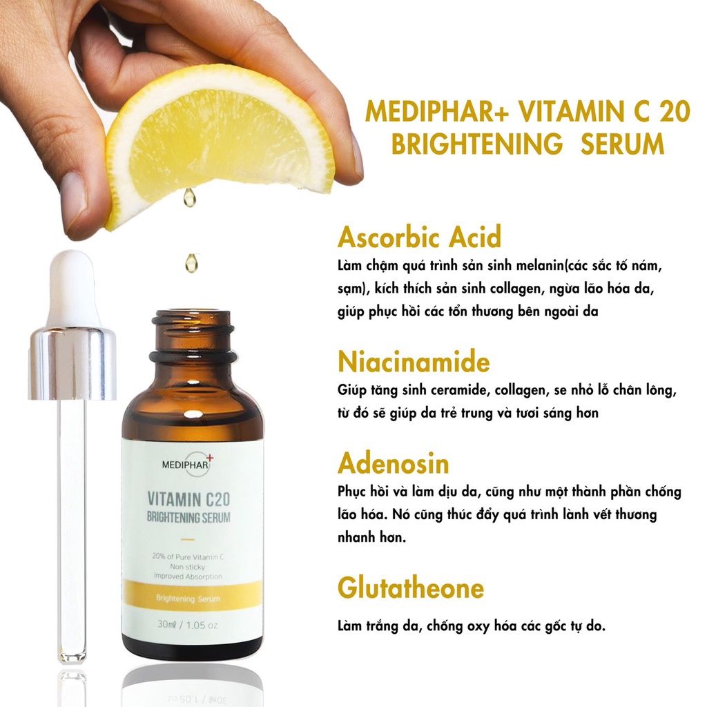 Serum Dưỡng Trắng Da Mediphar+ Vitamin C20 Brightening 30ml