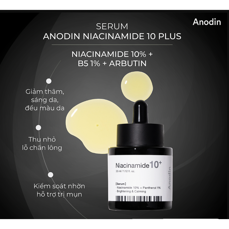 Tinh Chất Làm Trắng Và Thu Nhỏ Lỗ Chân Lông Anodin Niacinamide10+ Serum 33ml