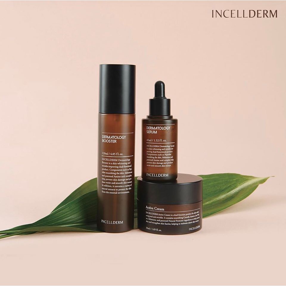 Set 3 sản phẩm Incellderm Dermatology Booster 120ml + Serum 45ml + Cream 50ml