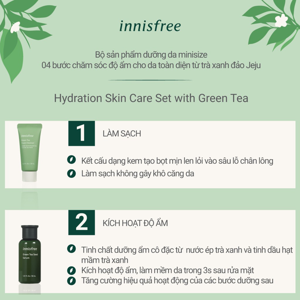 Set dưỡng da Innisfree Hydration Skin Care Set With Green Tea