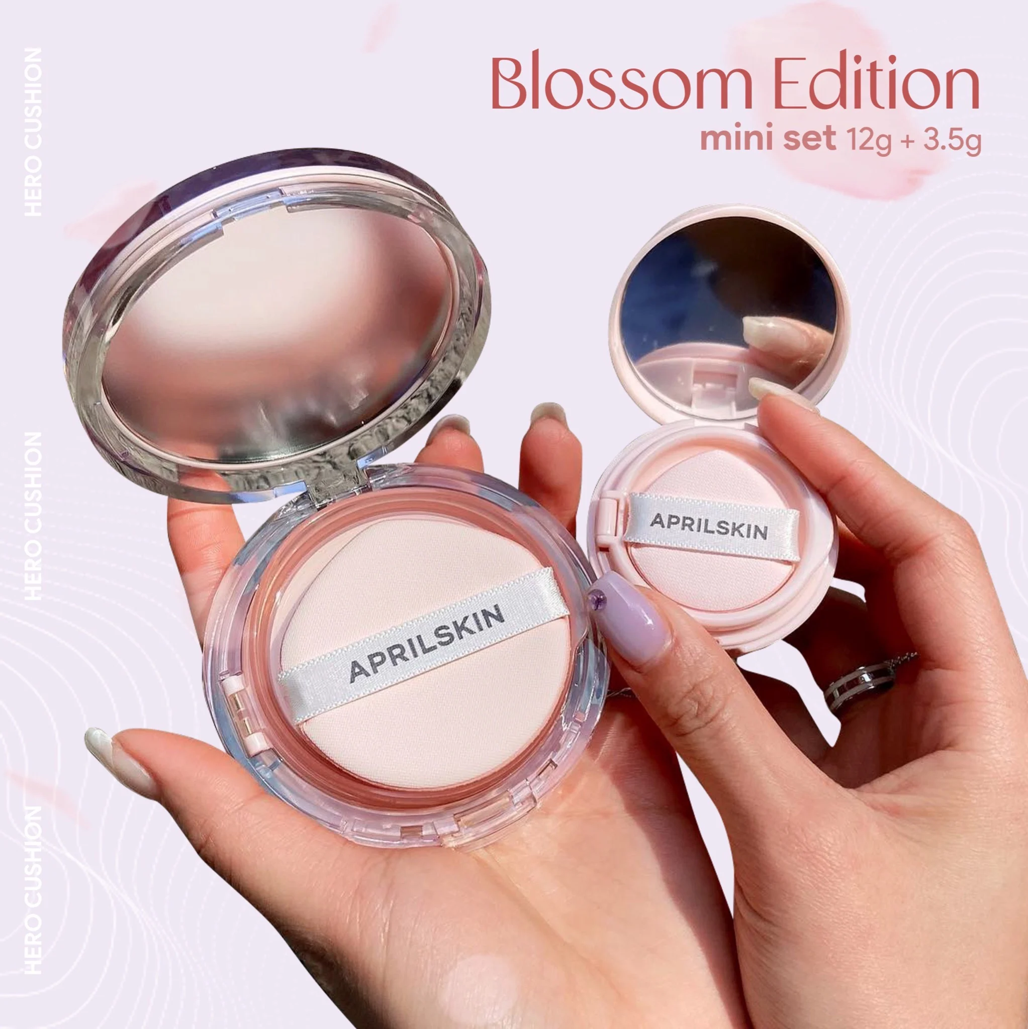 Set Phấn Nước April Skin Hero Cushion Mini Set (Blossom Edition)