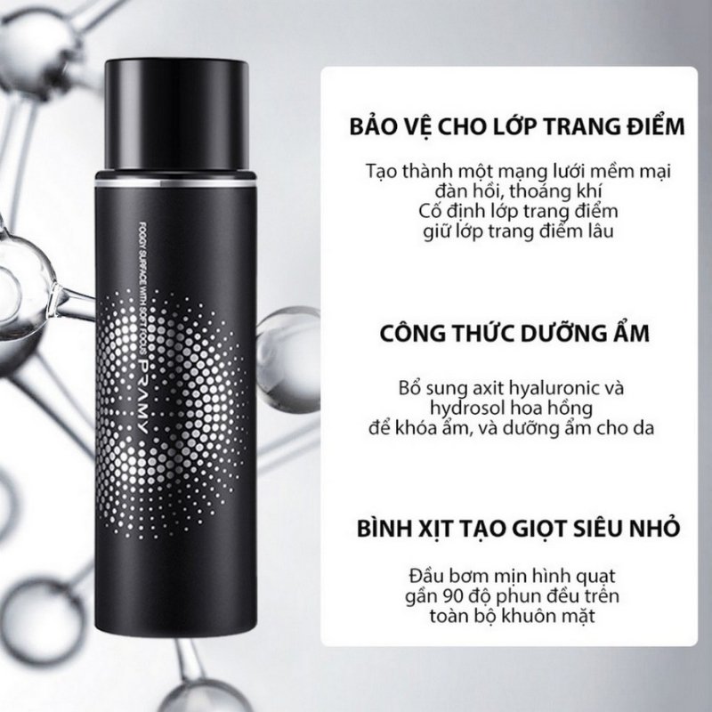 Xịt Khoá Nền Pramy Moisturizing Makeup Setting Spray Matte Finish (Đen)