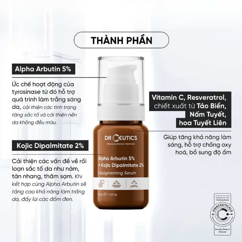 Tinh Chất Sáng Da Mờ Nám DrCeutics ARB Alpha Arbutin 5% + Kojic Dipalmitate 2% 40g (Mẫu Mới)