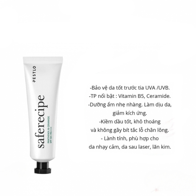 Kem Chống Nắng Pestlo Saferecipe Panthenol & Ceramide SPF 50+ 50ml