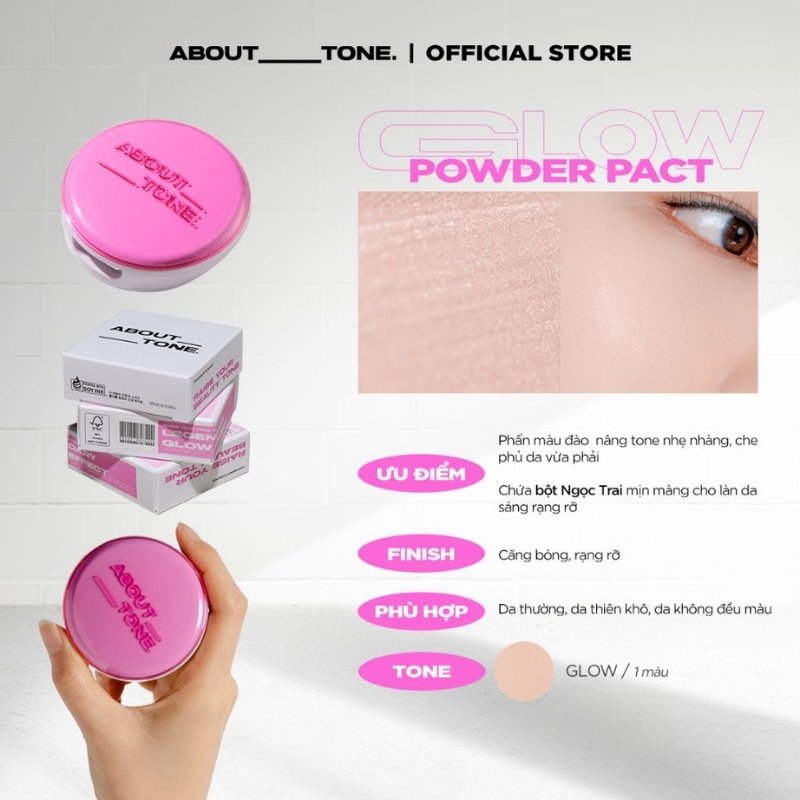 Phấn Phủ Dạng Nén About Tone Legendary Effect Glow Powder Pact (Hồng) (Nhập Khẩu)