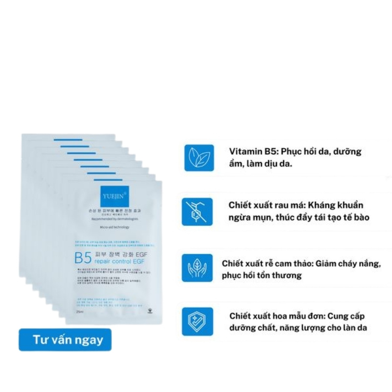 Mặt Nạ Giấy Cấp Ẩm Phục Hồi Da Yuejin B5 Repair Control EGF 25ml