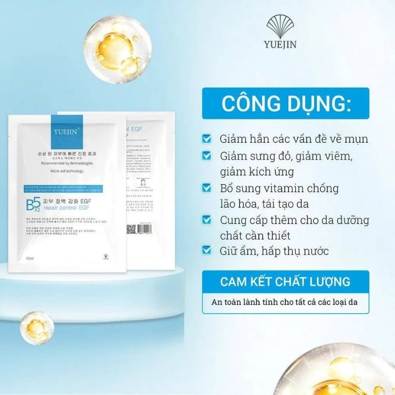 Mặt Nạ Giấy Cấp Ẩm Phục Hồi Da Yuejin B5 Repair Control EGF 25ml