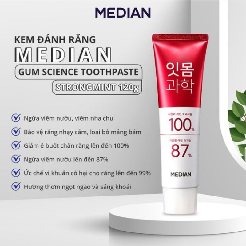 Kem Đánh Răng Median Gum Science Toothpaste Strongmint 120g (Đỏ)