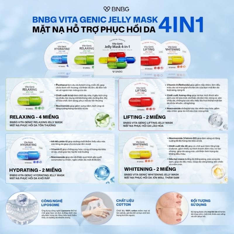 Mặt Nạ Giấy BNBG Vita Genic Jelly Mask 4-In-1 (Hộp 10 Miếng)
