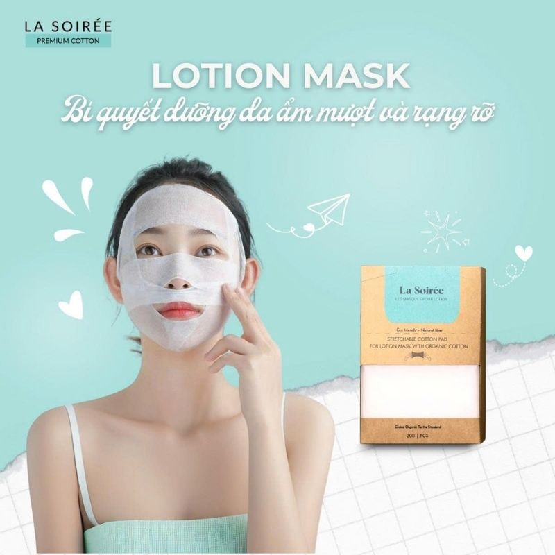 Bông Đắp Lotion Mask La Soirée With Organic Cotton 200 Miếng