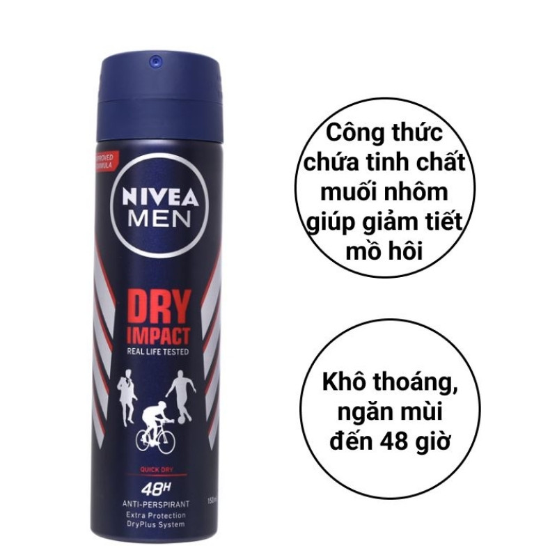 Xịt Khử Mùi Nam Nivea Men 48H 150ml