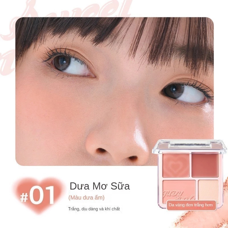 Bảng Má Hồng Và Bắt Sáng 4 Ô Judydoll Blush & Highlight Palette 9g