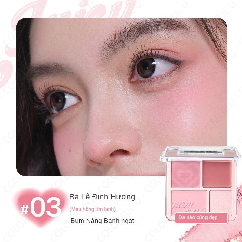 Bảng Má Hồng Và Bắt Sáng 4 Ô Judydoll Blush & Highlight Palette 9g