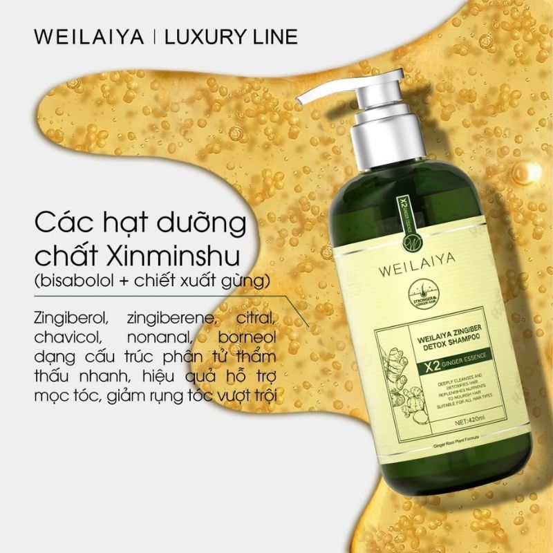 Bộ Dầu Gội Gừng Detox Hỗ Trợ Mọc Tóc Weilaiya Luxury