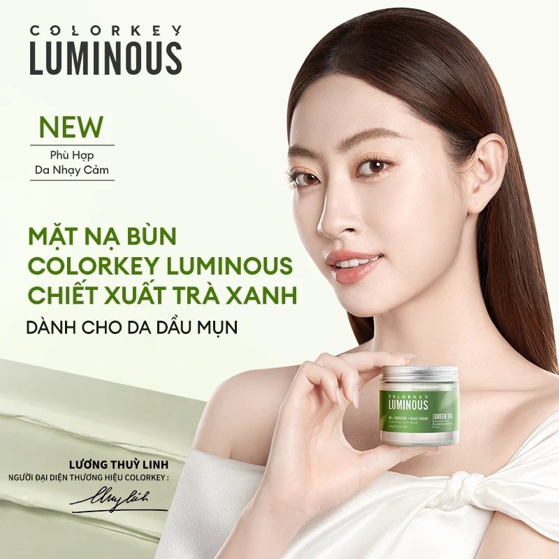 Mặt Nạ Bùn Trà Xanh Colorkey Luminous (Green Tea) - 10g