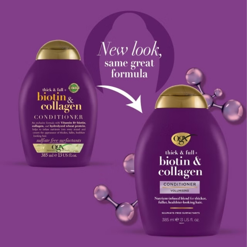 Dầu Xả Biotin & Collagen OGX Làm Dày Tóc 385ml (Nhập Khẩu) (Mẫu Mới)