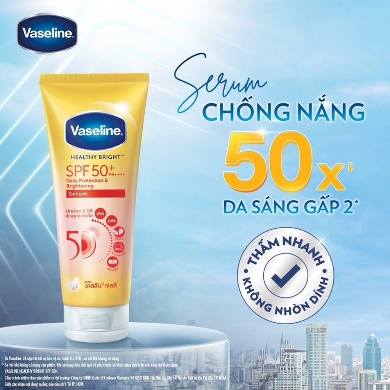 Tinh Chất Dưỡng Thể Vaseline Chống Nắng Sáng Da Healthy Bright Daily Protection & Brightening SPF50+ (Nhập Khẩu)