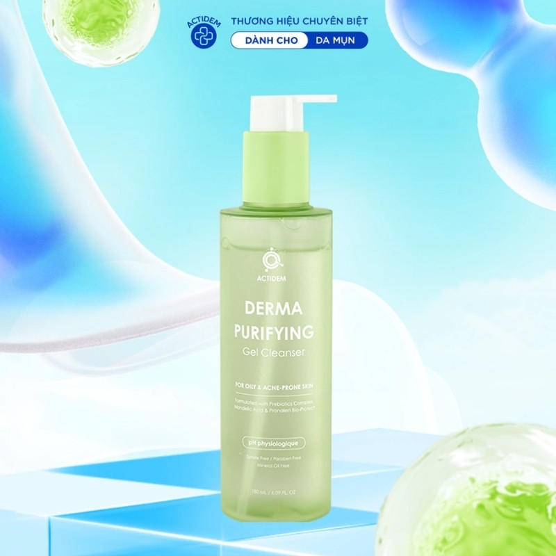 Gel Rửa Mặt Cho Da Dầu Mụn Actidem Derma Purifying Gel Cleanser 200ml