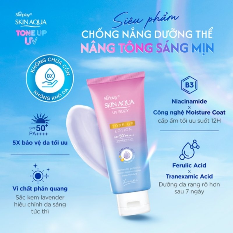 Lotion Chống Nắng Dưỡng Thể Sunplay Skin Aqua UV Body Tone Up Lotion Lavender SPF50+ 130g