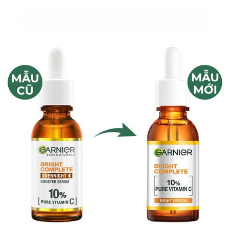 Tinh Chất Garnier Tăng Cường Sáng Da Mờ Thâm Ban Đêm 10% Vitamin C - Bright Complete Overnight 30ml (Mẫu Mới).