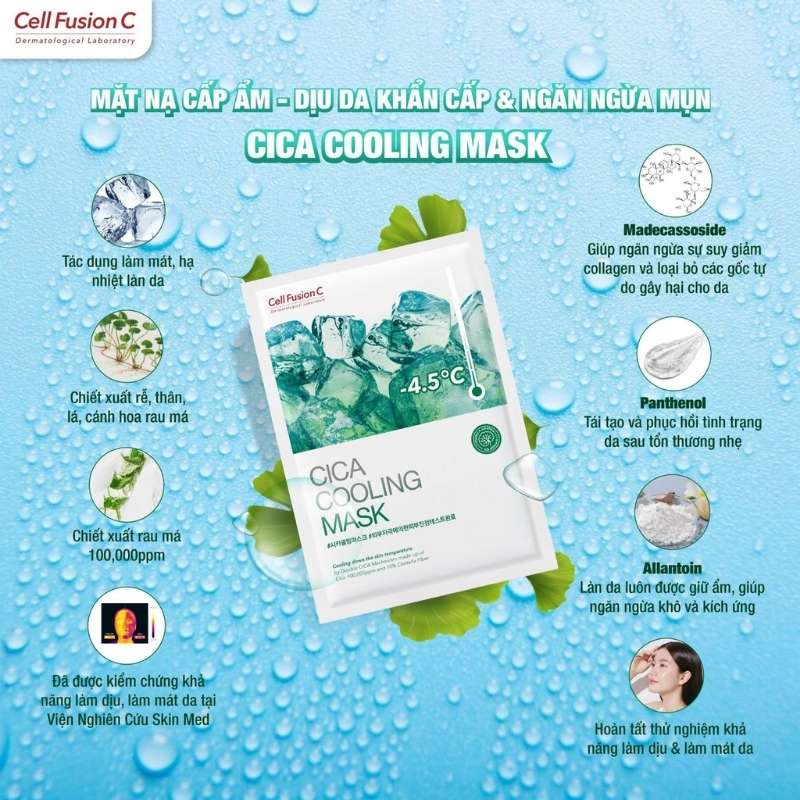 Mặt Nạ Cell Fusion C Cica Cooling Làm Dịu Da Ngăn Ngừa Mụn 27g