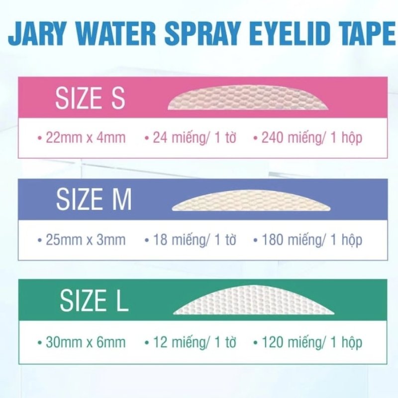 Miếng Dán Kích Mí Sẵn Keo Dạng Xịt Nước Jary Water Spray Eyelid Tape 120 Miếng