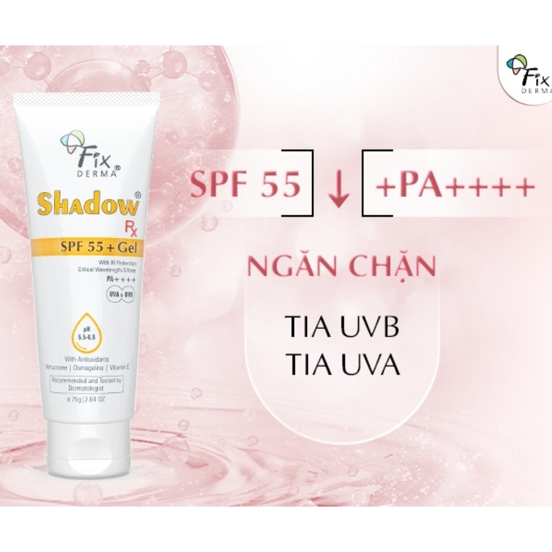 Kem Chống Nắng Fixderma Shadow RX SPF55+ Gel 75g