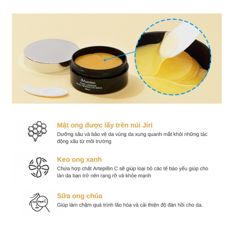Mặt Nạ Mắt JM Solution Honey Luminous Royal Mật Ong Mờ Quầng Thâm, Nếp Nhăn 90g