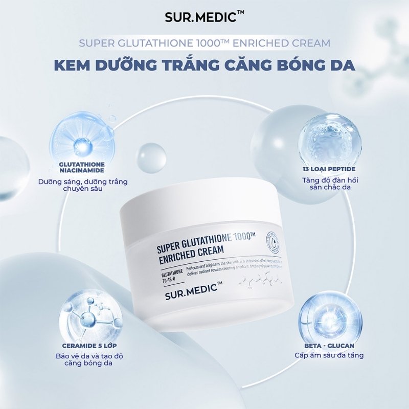 Kem Dưỡng Trắng Da Sur.Medic Super Glutathione 1000TM Enriched Cream 50ml
