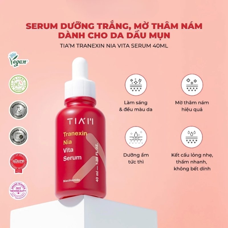 Tinh Chất Dưỡng Trắng Mờ Thâm Nám Tia'm Tranexin Nia Vita 40ml