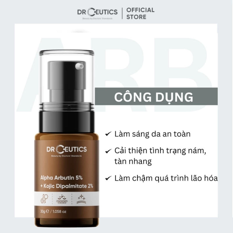 Tinh Chất Làm Sáng Da Và Hỗ Trợ Làm Mờ Thâm Nám DrCeutics Alpha Arbutin Alpha Arbutin 5% +Kojic Dipalmitate 2% 30g