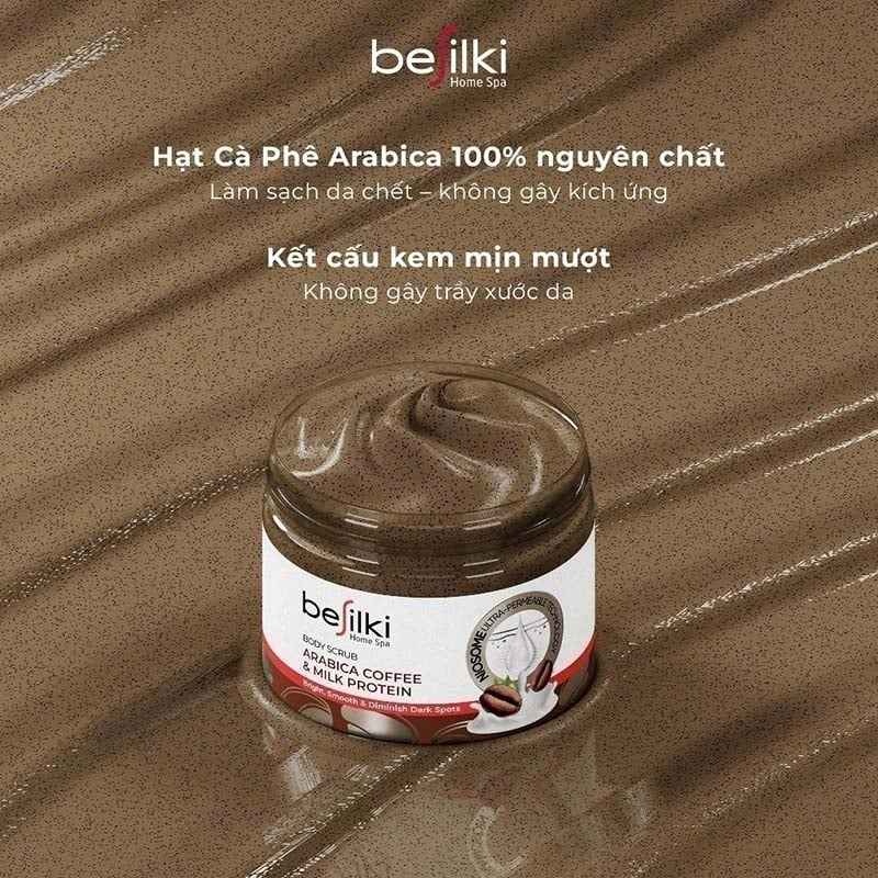 Tẩy Da Chết Toàn Thân Besilki Cà Phê & Tinh Chất Sữa Body Scrub 280ml